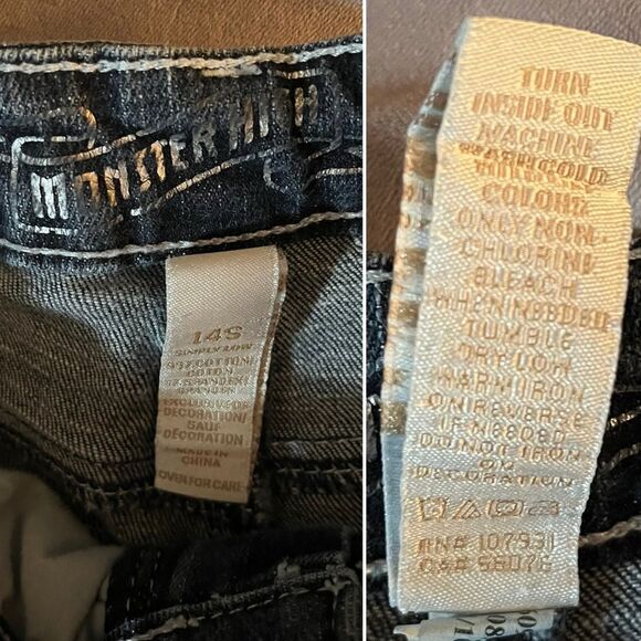 Monster High Kids Cropped Jeans Medium Embellished Blue 14 Slim - Picture 11 of 12